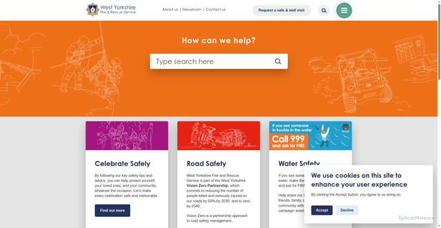 Security scan screenshot of https://www.westyorksfire.gov.uk/