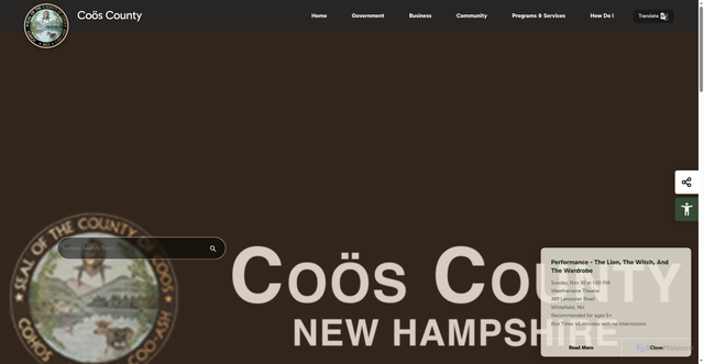 Security scan screenshot of https://cooscountynh.gov/