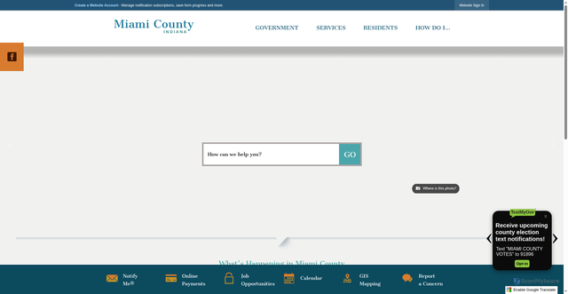 Security scan screenshot of https://www.miamicountyin.gov/