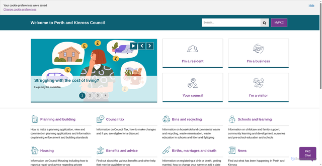 Security scan screenshot of https://www.pkc.gov.uk/