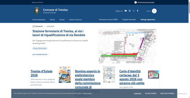 Security scan screenshot of https://www.comune.treviso.it