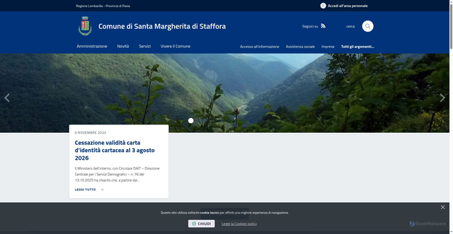 Security scan screenshot of https://www.comune.santamargheritadistaffora.pv.it/it-it/home