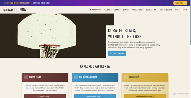 Security scan screenshot of https://craftednba.com