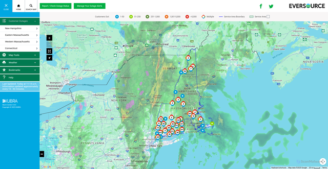 Security scan screenshot of https://outagemap.eversource.com/