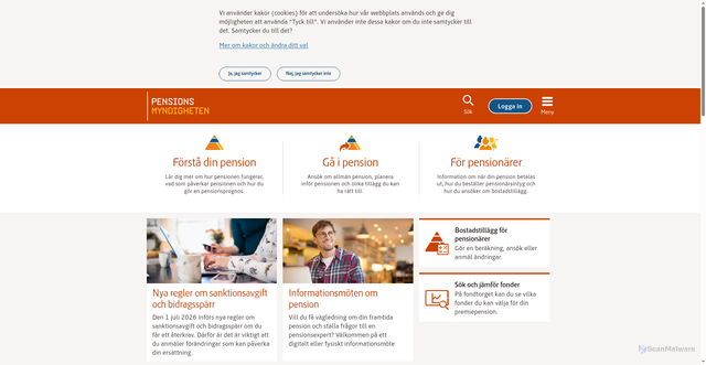 Security scan screenshot of https://www.pensionsmyndigheten.se