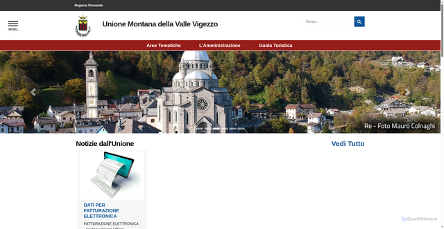 Security scan screenshot of https://www.unionemontanavallevigezzo.it/
