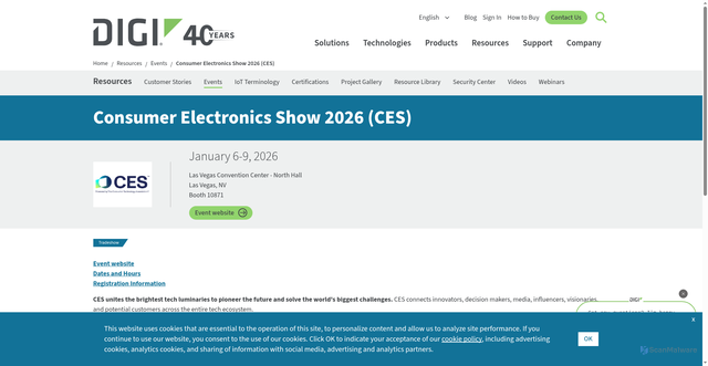 Security scan screenshot of https://www.digi.com/resources/events/2026/consumer-electronics-show-2026-(ces)