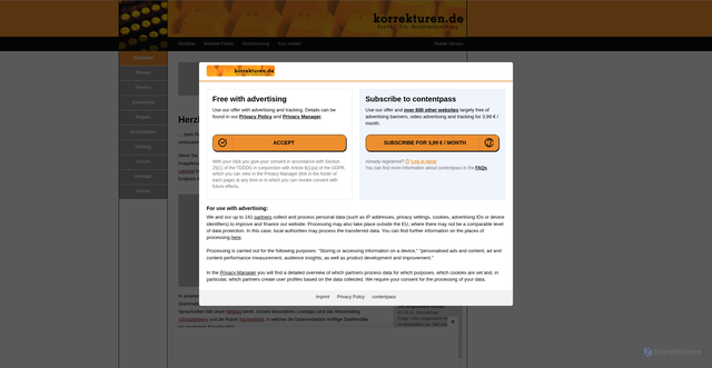 Security scan screenshot of https://www.korrekturen.de