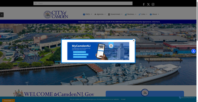Security scan screenshot of https://www.camdennj.gov/