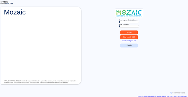 Security scan screenshot of https://mozaic.impowr.net