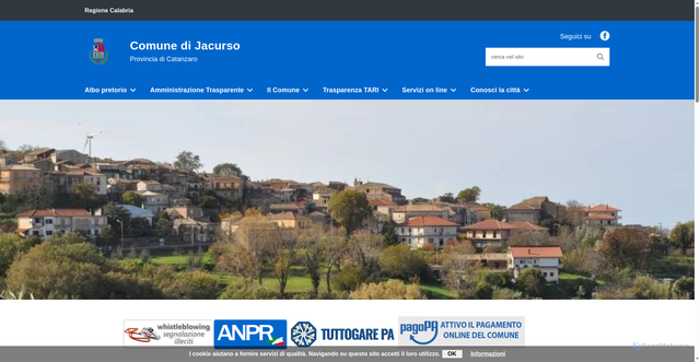 Security scan screenshot of https://www.comune.jacurso.cz.it/