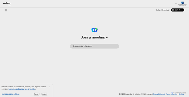 Security scan screenshot of https://cbrands.webex.com