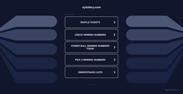 Security scan screenshot of https://nylottery.com/