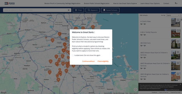 Security scan screenshot of https://boston.explore.avela.org/