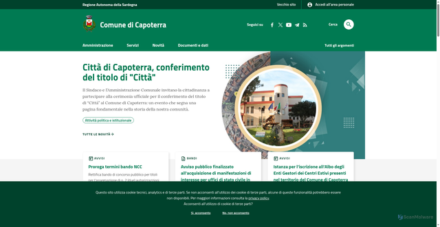 Security scan screenshot of https://www.comune.capoterra.ca.it