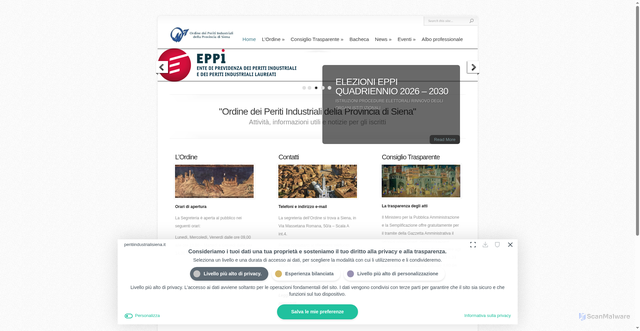 Security scan screenshot of https://www.peritiindustrialisiena.it