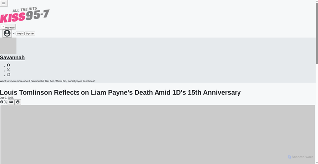 Security scan screenshot of https://kiss957.iheart.com/featured/savannah-g/content/2025-10-08-louis-tomlinson-reflects-on-liam-paynes-death-amid-1ds-15th-anniversary/
