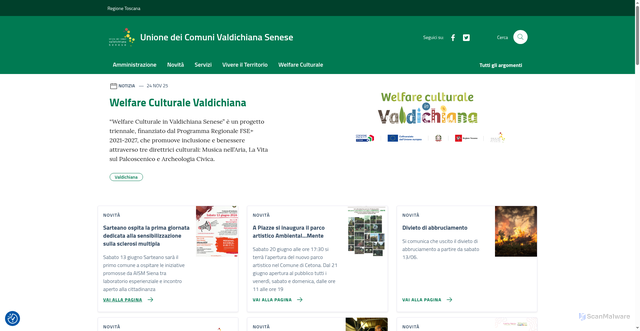 Security scan screenshot of https://www.unionecomuni.valdichiana.si.it