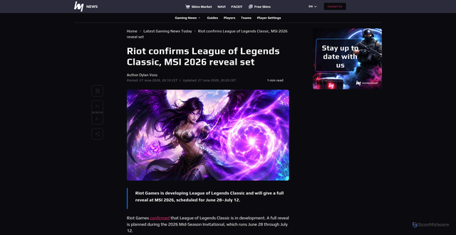 Security scan screenshot of https://news.white.market/latest/riot-confirms-league-of-legends-classic-msi-2026-reveal/