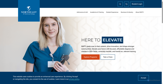 Security scan screenshot of https://www.nwtc.edu/