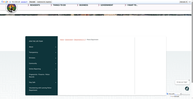 Security scan screenshot of https://www.lansingmi.gov/police-department