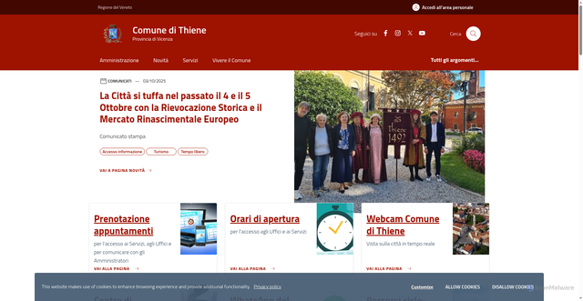 Security scan screenshot of https://www.comune.thiene.vi.it/home