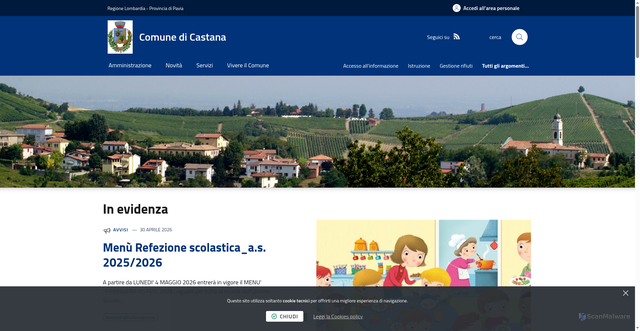 Security scan screenshot of https://www.comune.castana.pv.it