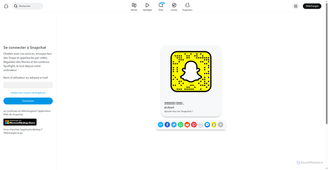 Security scan screenshot of https://snapchat.com/t/s1qZ89Hu