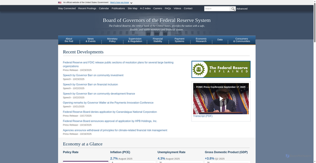 Security scan screenshot of https://www.federalreserve.gov/