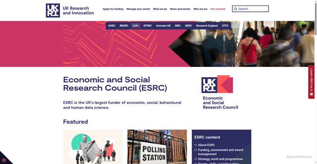 Security scan screenshot of https://www.ukri.org/councils/esrc/