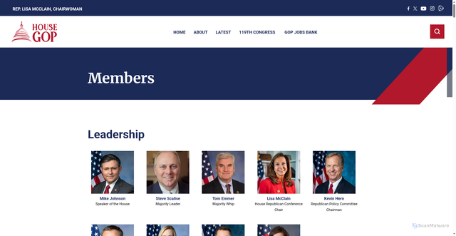 Security scan screenshot of https://www.gop.gov/about/members.htm