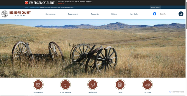 Security scan screenshot of https://bighorncountymt.gov/