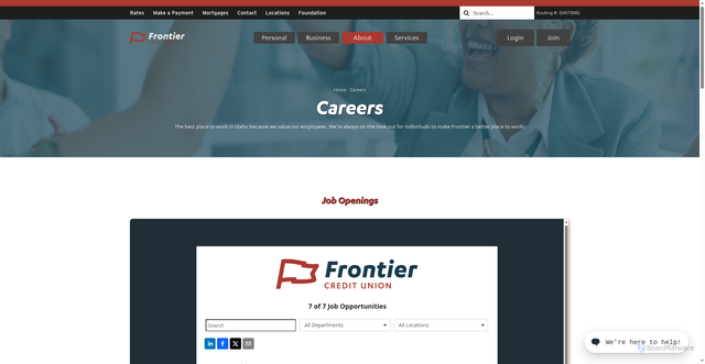 Security scan screenshot of https://frontiercreditunion.com/careers/