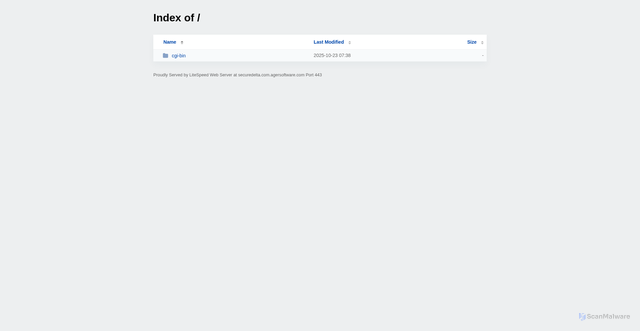 Security scan screenshot of http://securedelta.com.agersoftware.com/