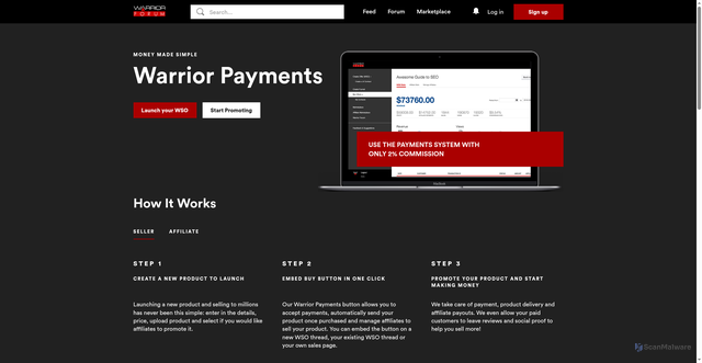 Security scan screenshot of https://payments.warriorforum.com
