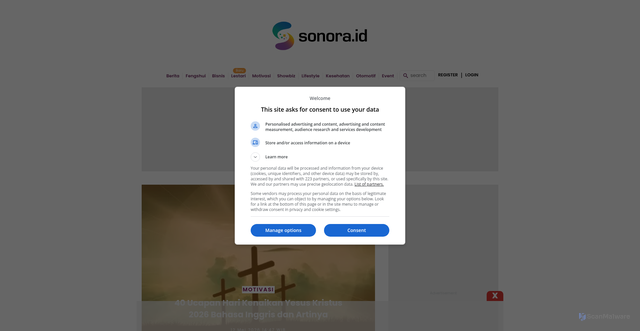 Security scan screenshot of https://www.sonora.id