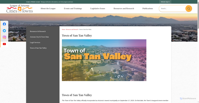 Security scan screenshot of https://azleague.org/543/Town-of-San-Tan-Valley