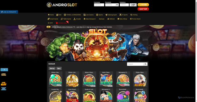 Security scan screenshot of https://androresmi.digital/desktop/game/slot/ggsoft