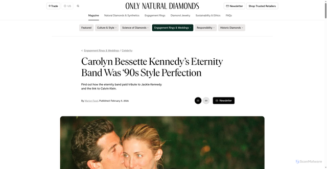 Security scan screenshot of https://www.naturaldiamonds.com/engagement-rings/carolyn-bessette-ring/
