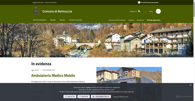Security scan screenshot of https://www.comune.balmuccia.vc.it/it-it/home