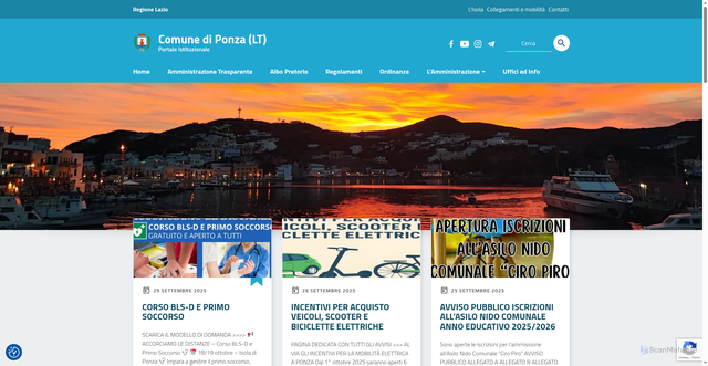 Security scan screenshot of https://www.comune.ponza.lt.it/
