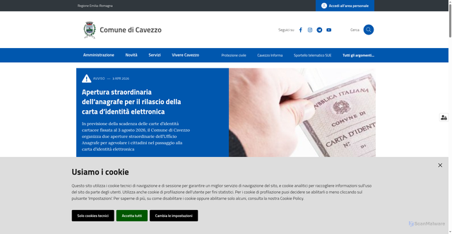 Security scan screenshot of https://www.comune.cavezzo.mo.it
