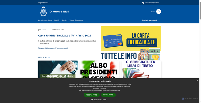 Security scan screenshot of https://www.comune.blufi.pa.it/it