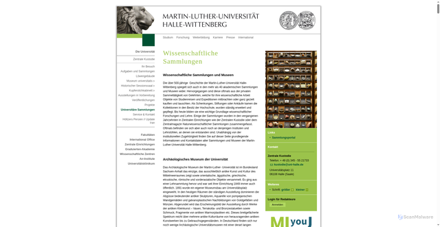 Security scan screenshot of https://sammlungen.uni-halle.de