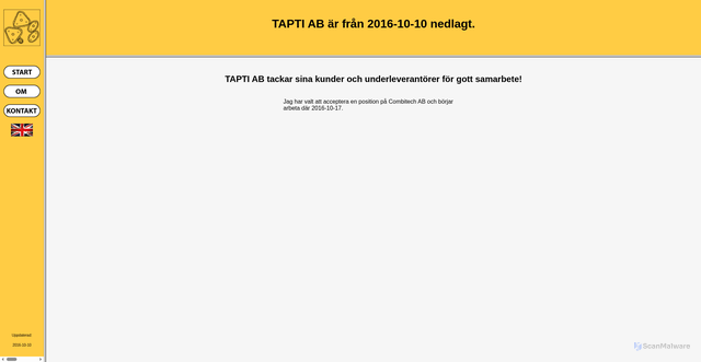 Security scan screenshot of https://tapti.se