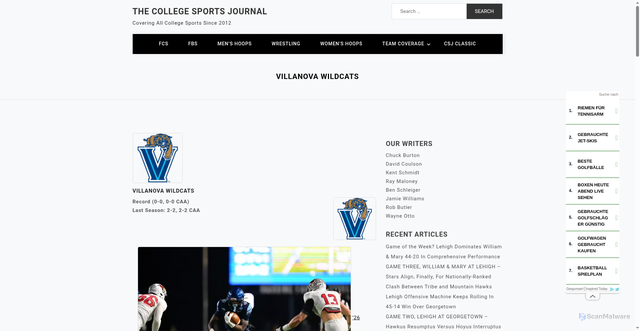 Security scan screenshot of https://www.college-sports-journal.com/team/villanova-wildcats/