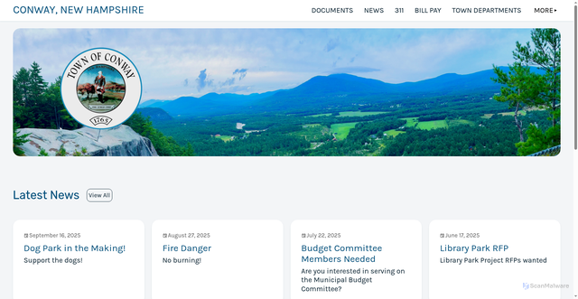 Security scan screenshot of https://conwaynh.gov/