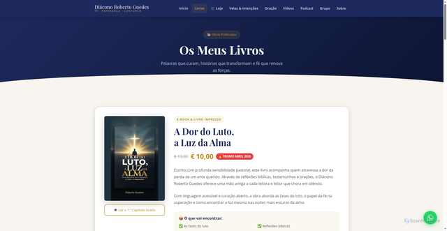 Security scan screenshot of https://diacono-roberto-guedes.pages.dev/livros.html
