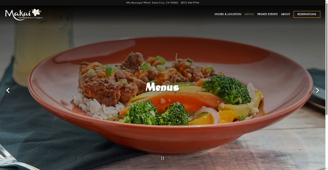 Security scan screenshot of https://www.makaisantacruz.com/menus/