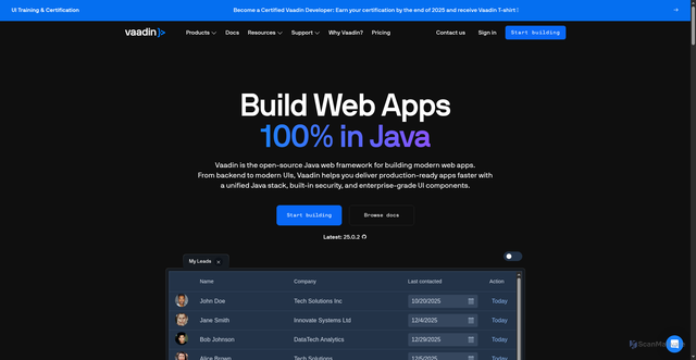 Security scan screenshot of https://vaadin.com